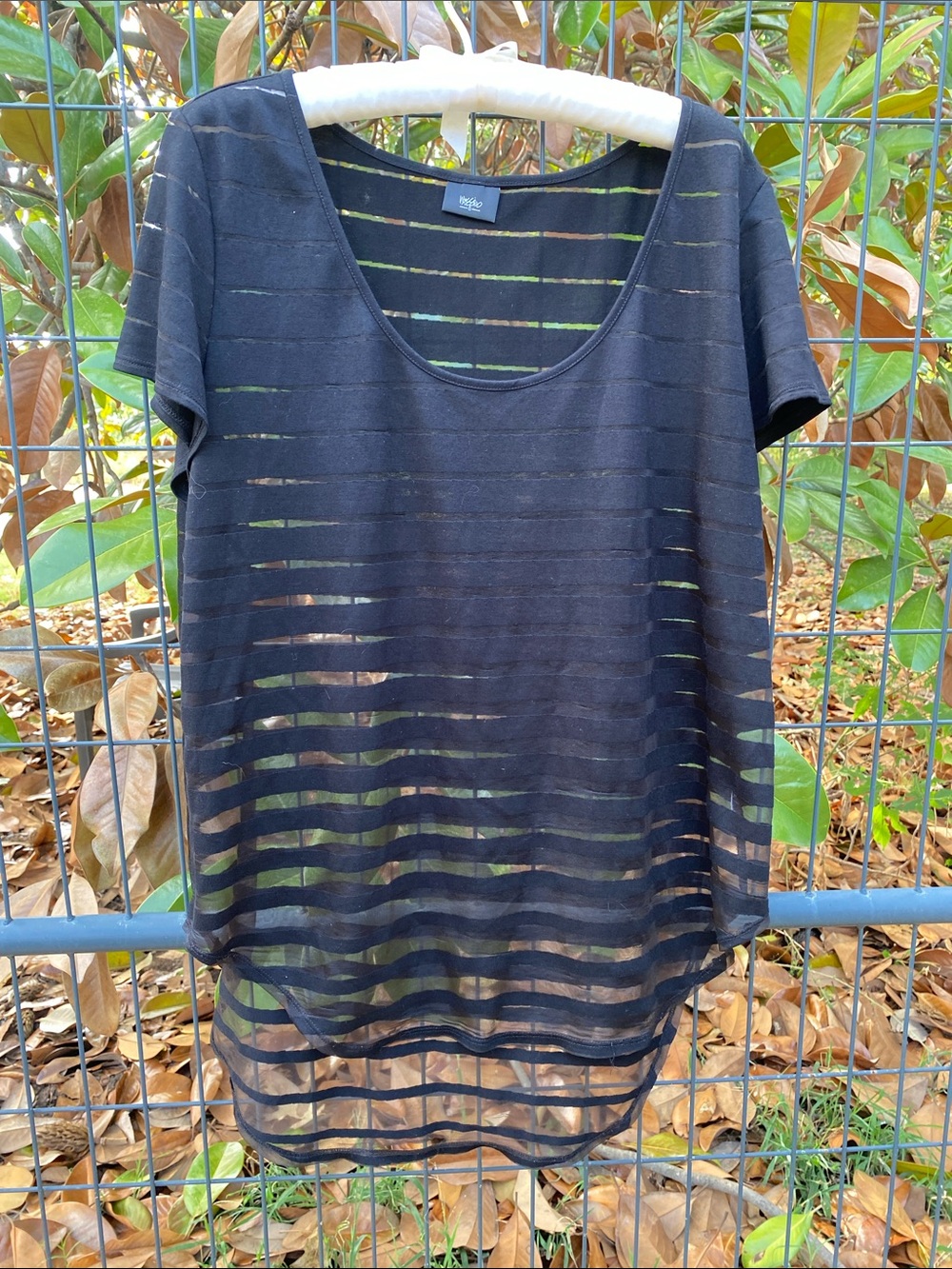 Mossimo XLarge Black Sheer Striped Short Sleeve Top